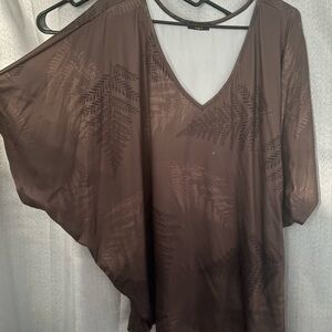 Chic V-Neck Brown Women's Blouse